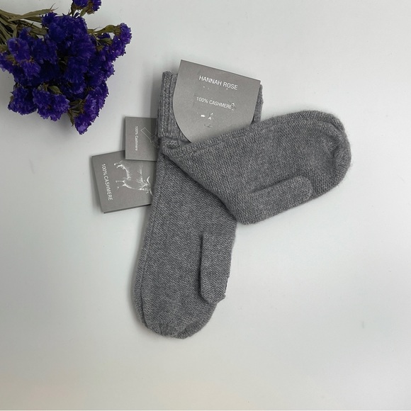 NWT HANNAH ROSE 100% CASHMERE WOMEN'S TEXTING GLOVES MITTENS OS  HEATHER GRAY - Picture 2 of 3